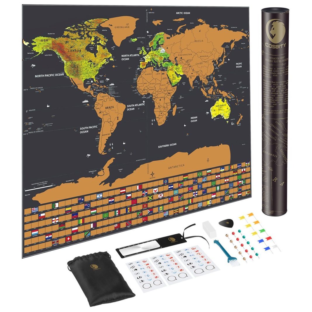 gifts for travelers - Scratch-off Map of the World