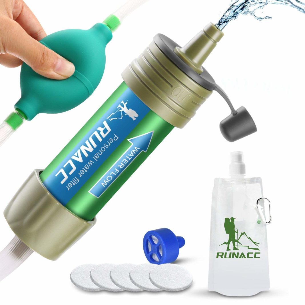 RUNACC Water Filter Camping Straw - Squeezing Ball Pump