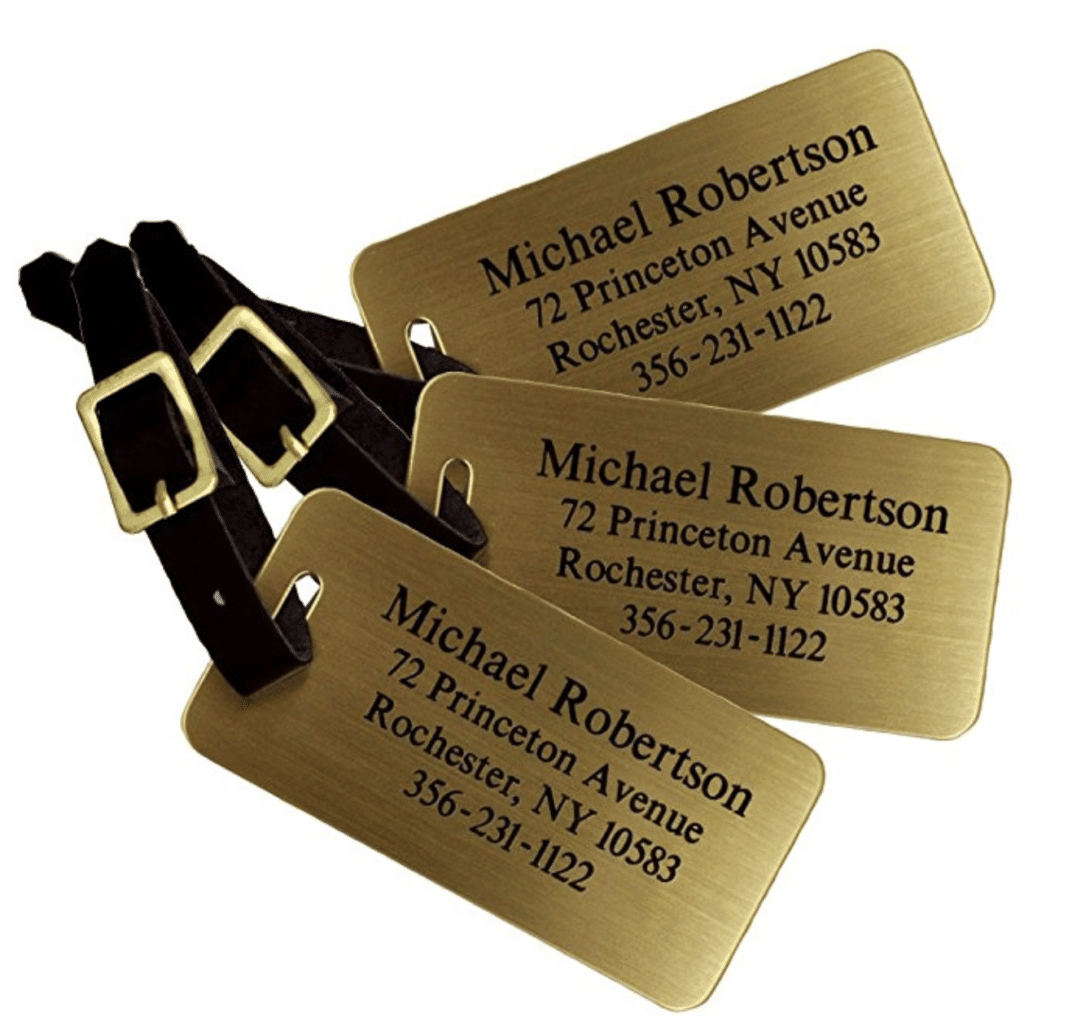 Personalized Luggage Tags - Custom Brass