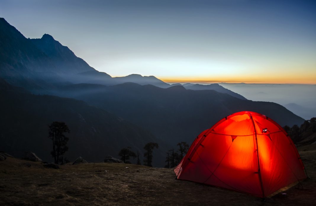 sleeping in a tent - lighting