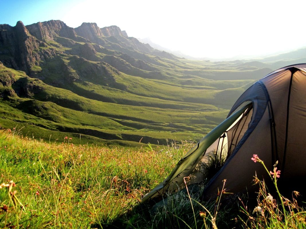 sleeping in a tent - set up 