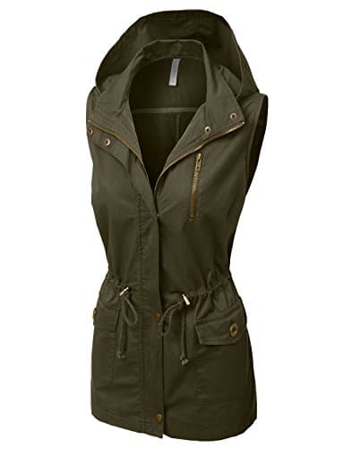 safari clothing - LE3NO Women’s Lightweight  Sleeveless Military Anorak Vest