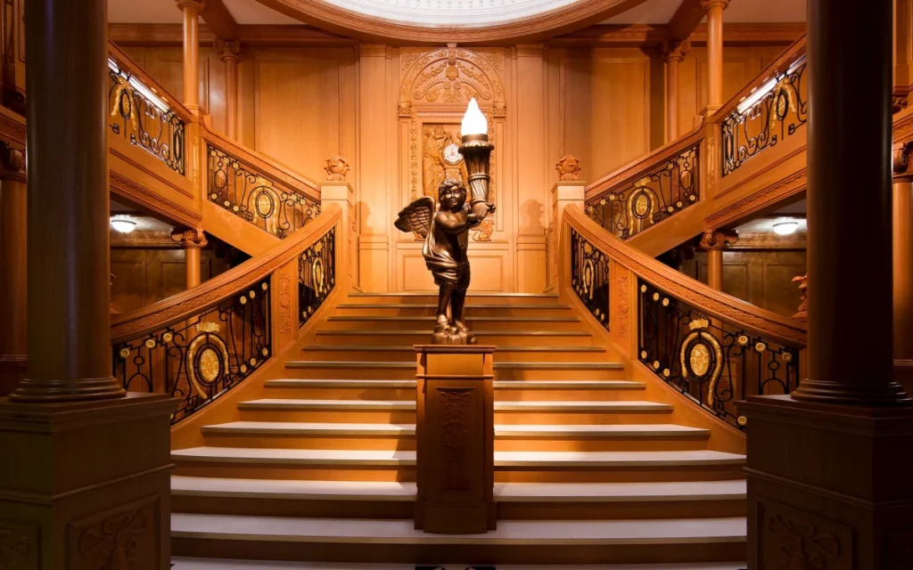 A recreation of the Titanic's grand staircase